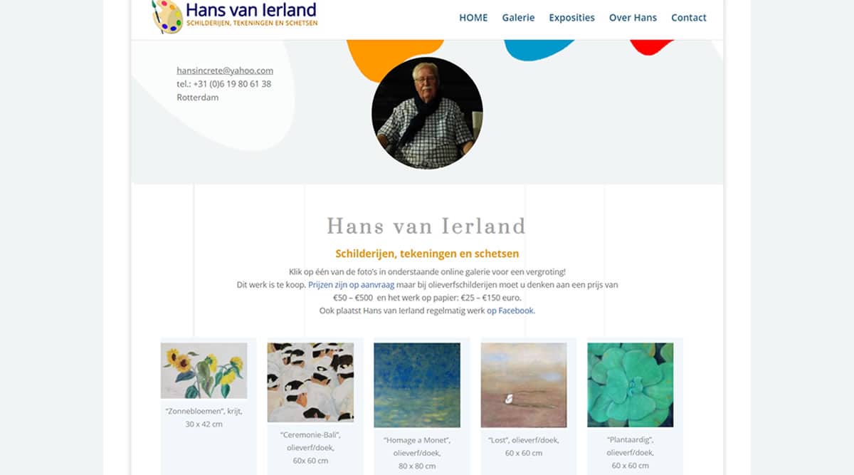 Hans van Ierland Homepage website