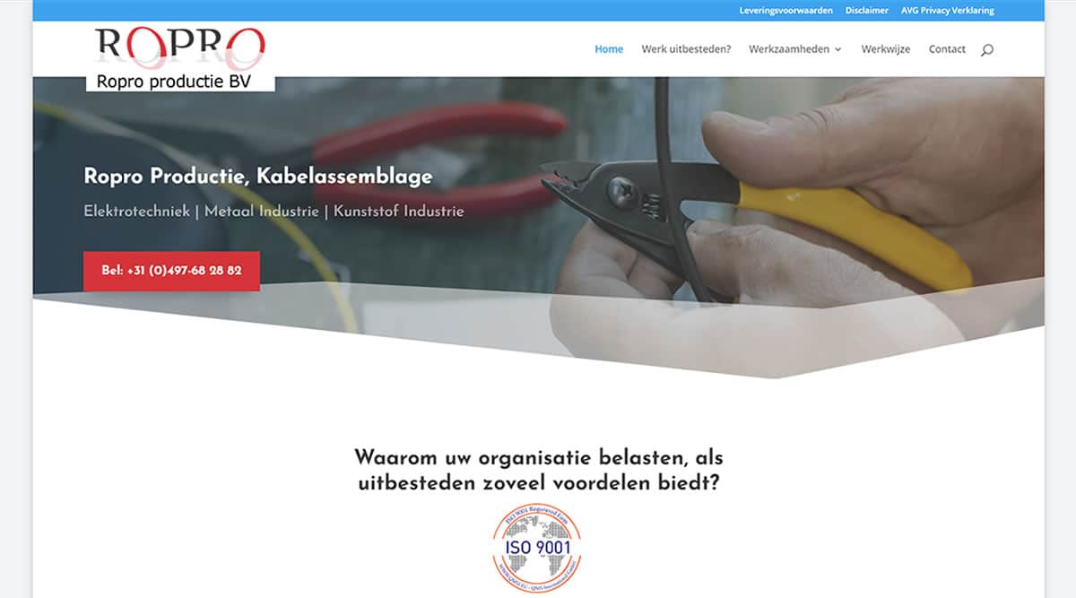 Printscreen website de blokhut Ropro Productie