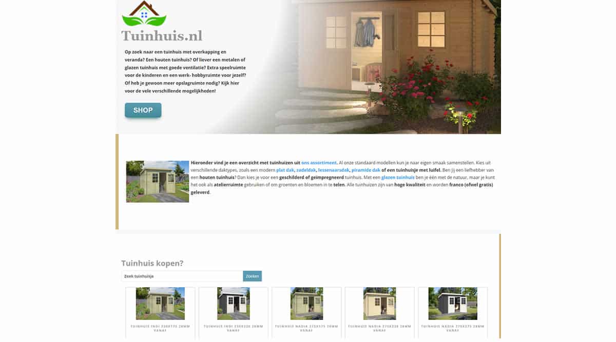 Printscreen website tuinhuis.nl