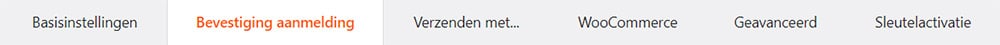 Printscreen met menubalk instellingen Mailpoet