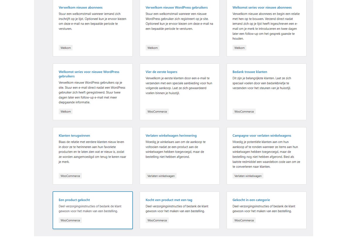 Voorbeeld met alle keuzes die je kunt maken