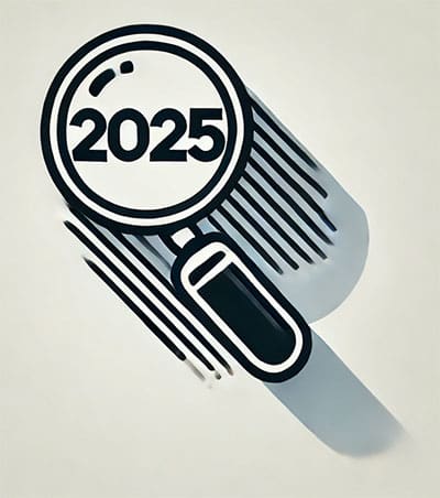 Vergrootglas met 2025 erin