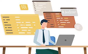 Een webdeveloper die een website aan het bouwen is