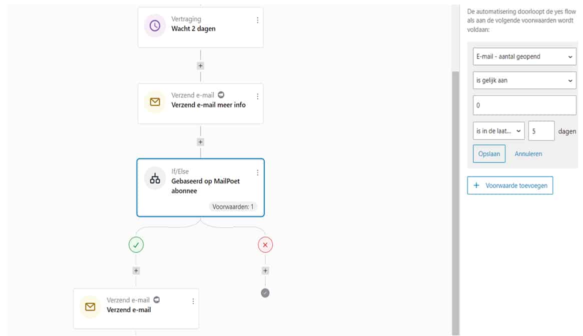Printscreen  flow als -of if-  de klant bijvoorbeeld na 5 dagen niet gereageerd heeft