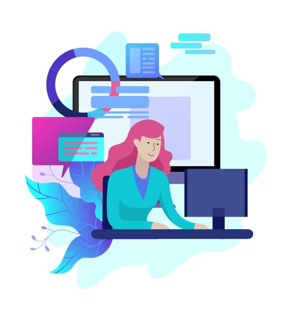 Grafisch beeld met een vrouwelijke developer