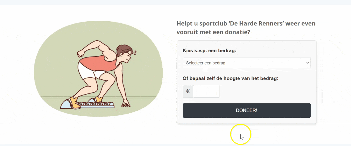 Gif waarin wordt voorgedaan hoe je makkelijk kunt doneren via een website