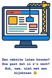 Icoontje met een website op een computerscherm en een hijskraan