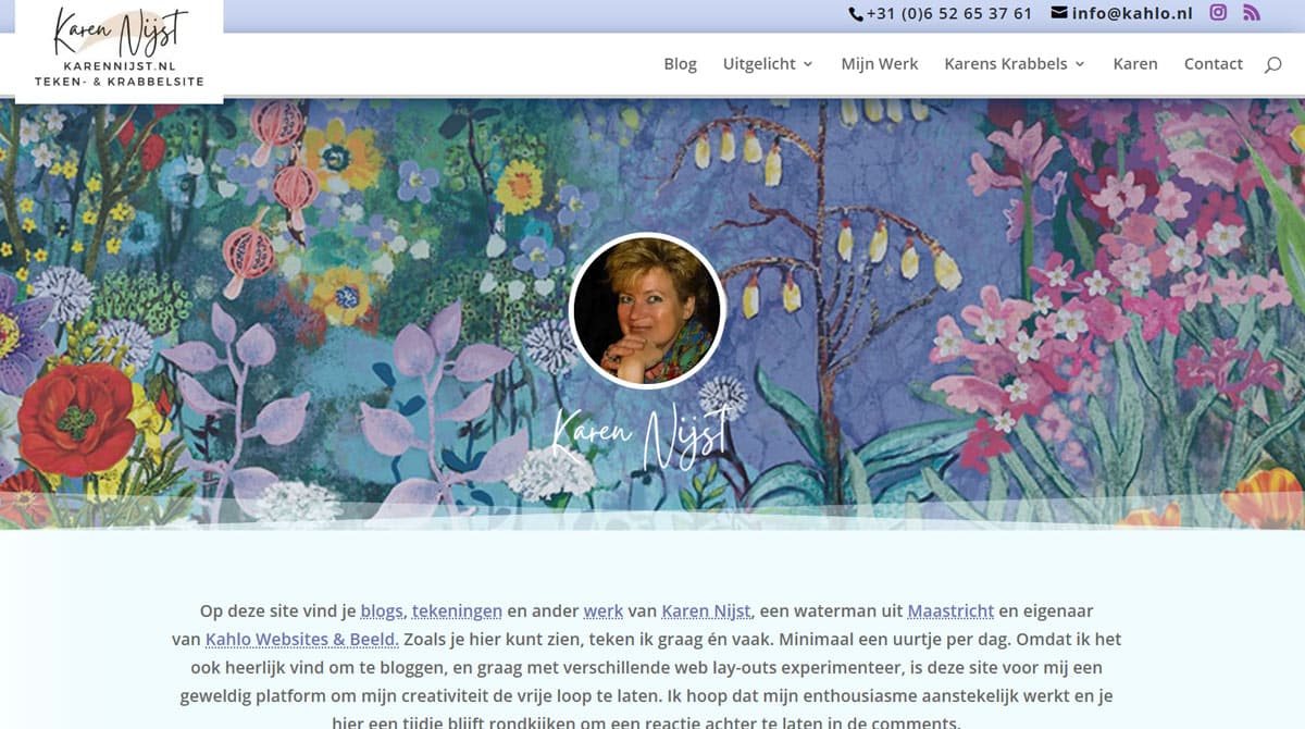 Printscreen site Karen Nijst