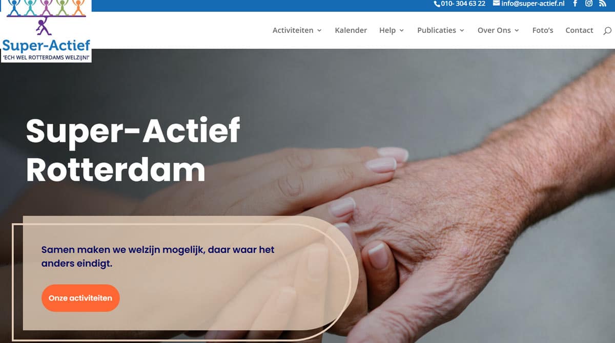 Printscreen van de site Super Actief