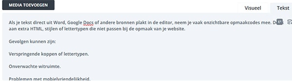 Voorbeeld met geplakte tekst