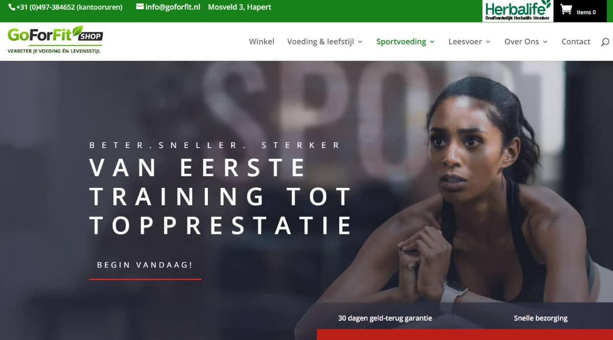 Screenshot homepage GoForFitShop